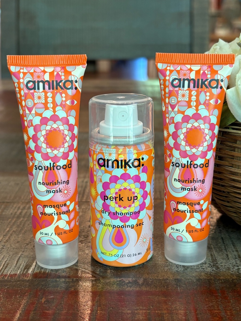 NEW Amika PERK UP Dry Shampoo & SOULFOOD Nourishing MASK Bundle of 3!